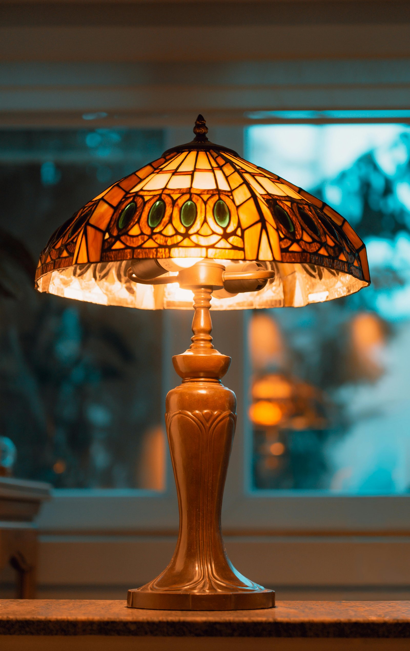 Decorative table lamp adding warm home lighting