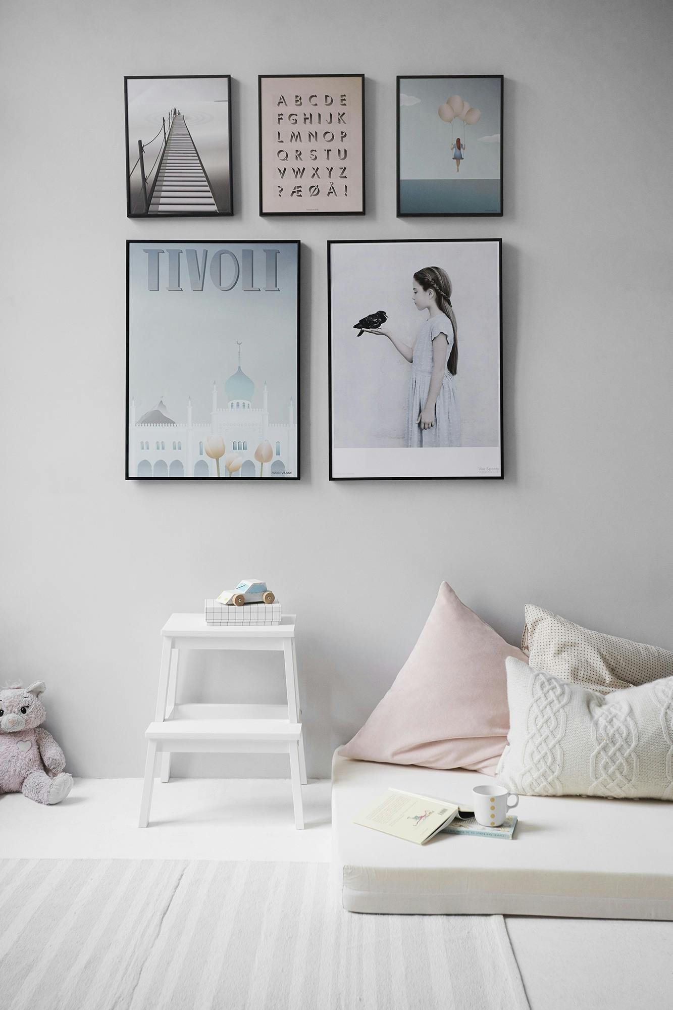 Framed wall art styling in a modern home